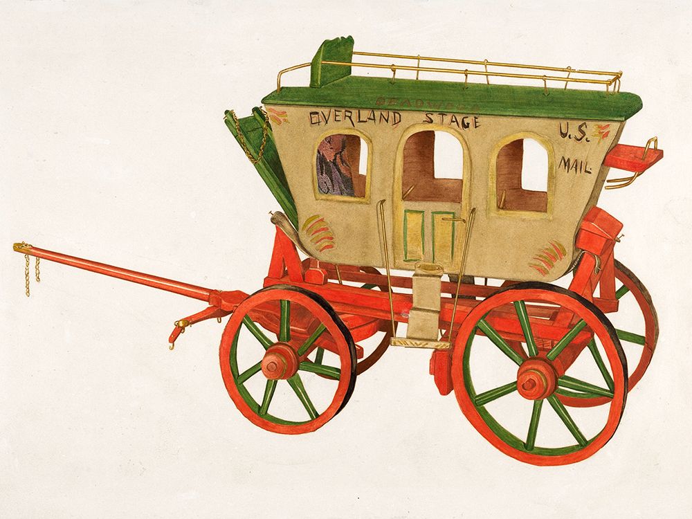 Wooden Model of Overland Stage 1937 art print by Lucille Chabot for $57.95 CAD