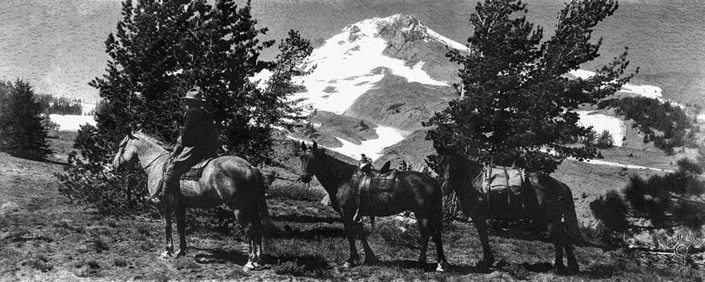 Mt. Hood with Forest Ranger art print by Vintage Photography for $57.95 CAD