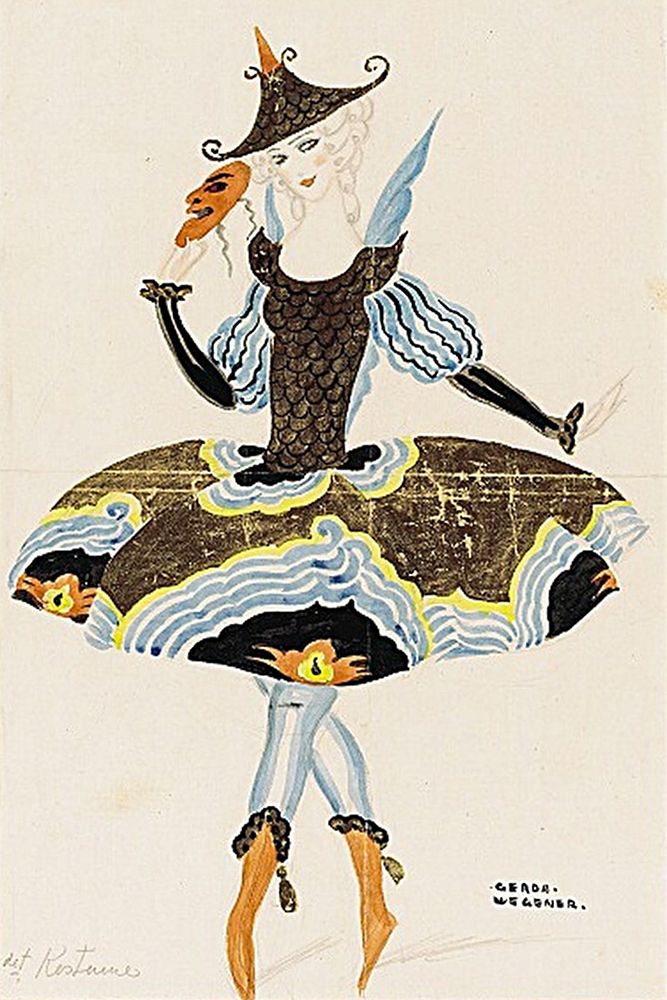 Solo dancer Ulla Poulsen in an oriental costume art print by Gerda Wegener for $57.95 CAD