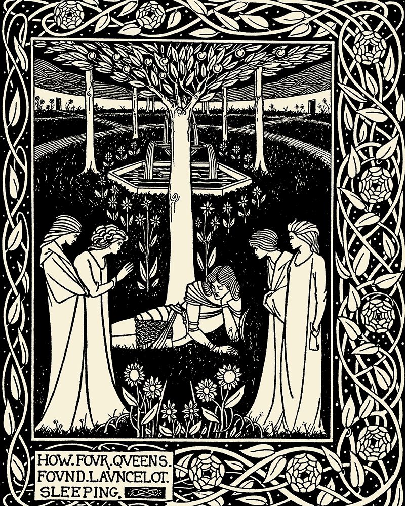 Morte DArthur 1893 - How Four Queens found Lancelot Sleeping art print by Aubrey Beardsley for $57.95 CAD