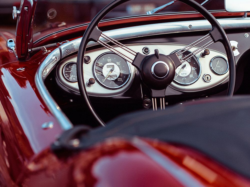 Vintage Red Sports Car Interior art print by Vintage Photo Archive for $57.95 CAD