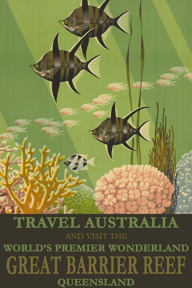 Australia Travel Poster Great Barrier Reef art print by Vintage Travel Posters for $57.95 CAD