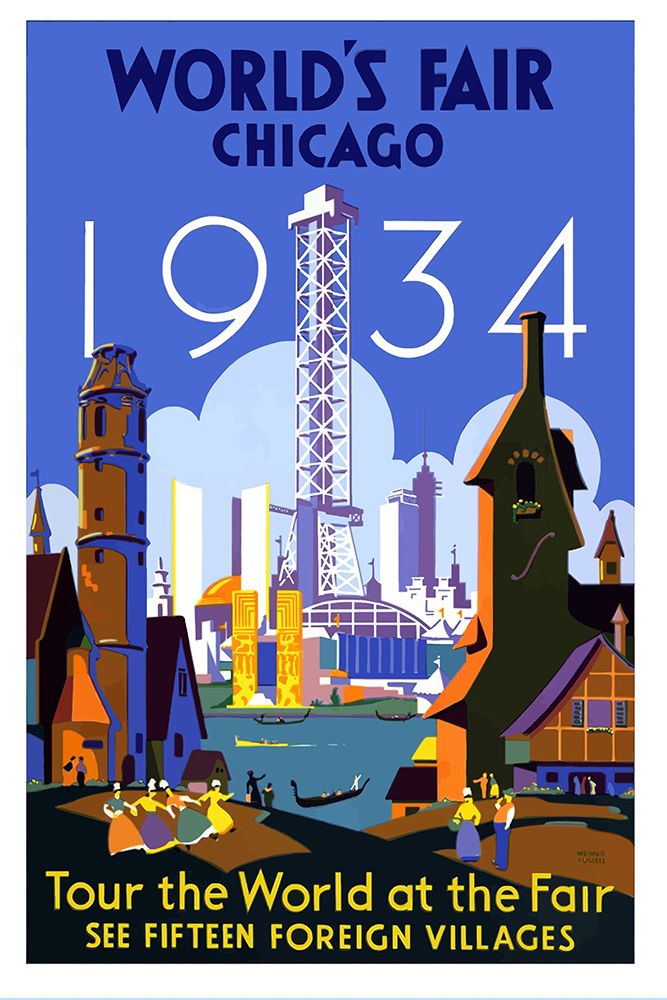 Chicago Worlds Fair 1934 Poster art print by Vintage Travel Posters for $57.95 CAD