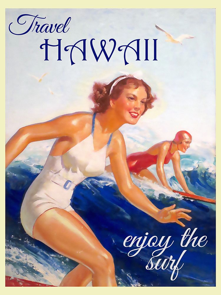 Hawaii Surfing Travel Poster art print by Vintage Travel Posters for $57.95 CAD