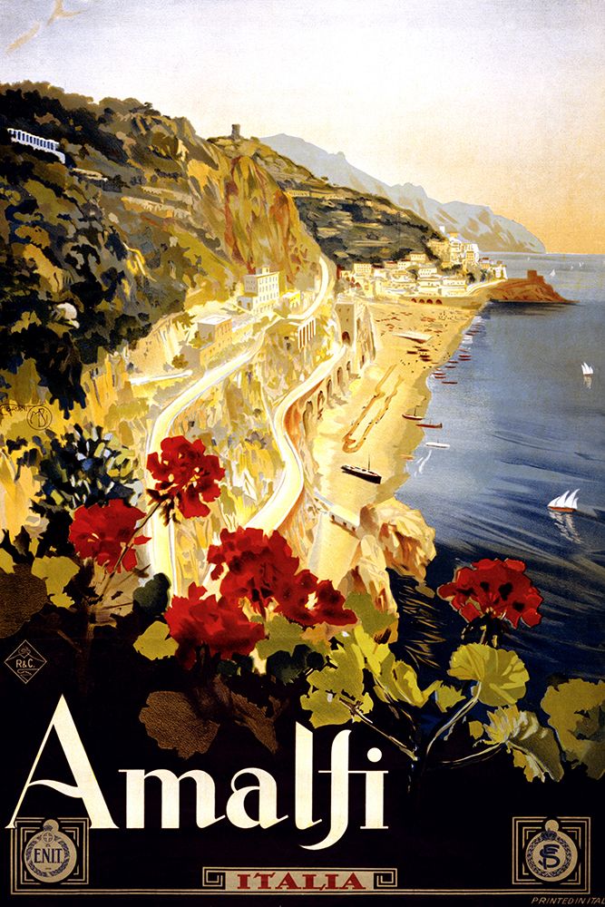 Amalfi Vintage Travel Poster art print by Vintage Travel Posters for $57.95 CAD