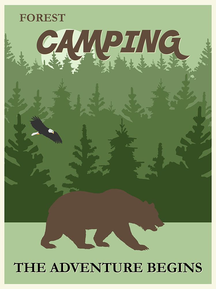 Vintage Forest Camping Bear Poster art print by Vintage Travel Posters for $57.95 CAD
