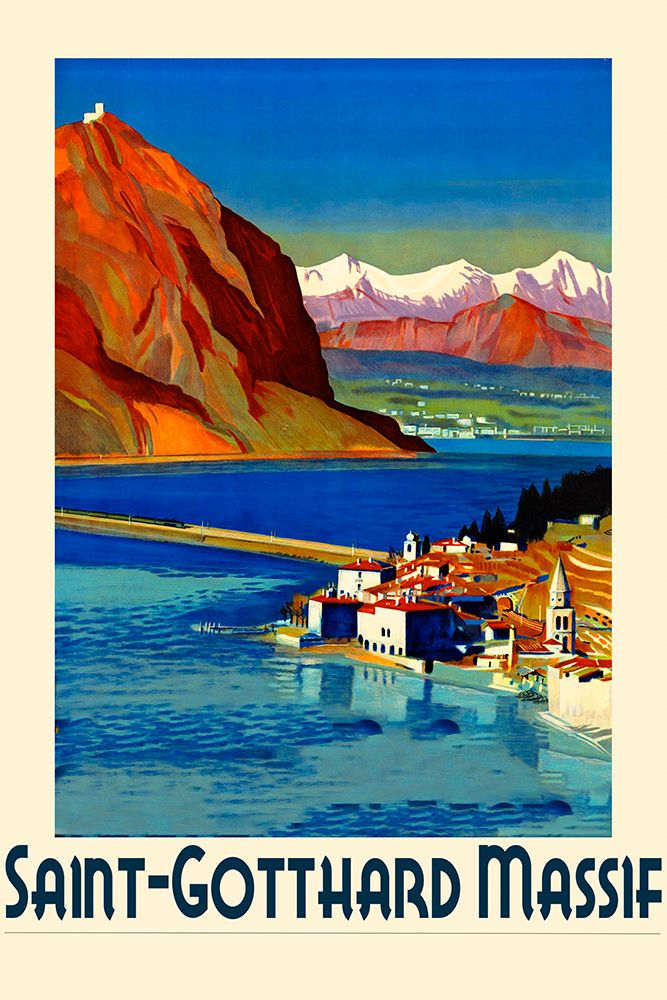 Saint-Gotthard Massif Vintage Swiss Poster art print by Vintage Travel Posters for $57.95 CAD
