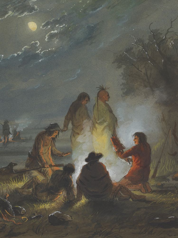 Camp Fire, Preparing the Evening Meal art print by Alfred Jacob Miller for $57.95 CAD