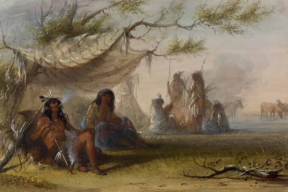 Indian Encampment art print by Alfred Jacob Miller for $57.95 CAD