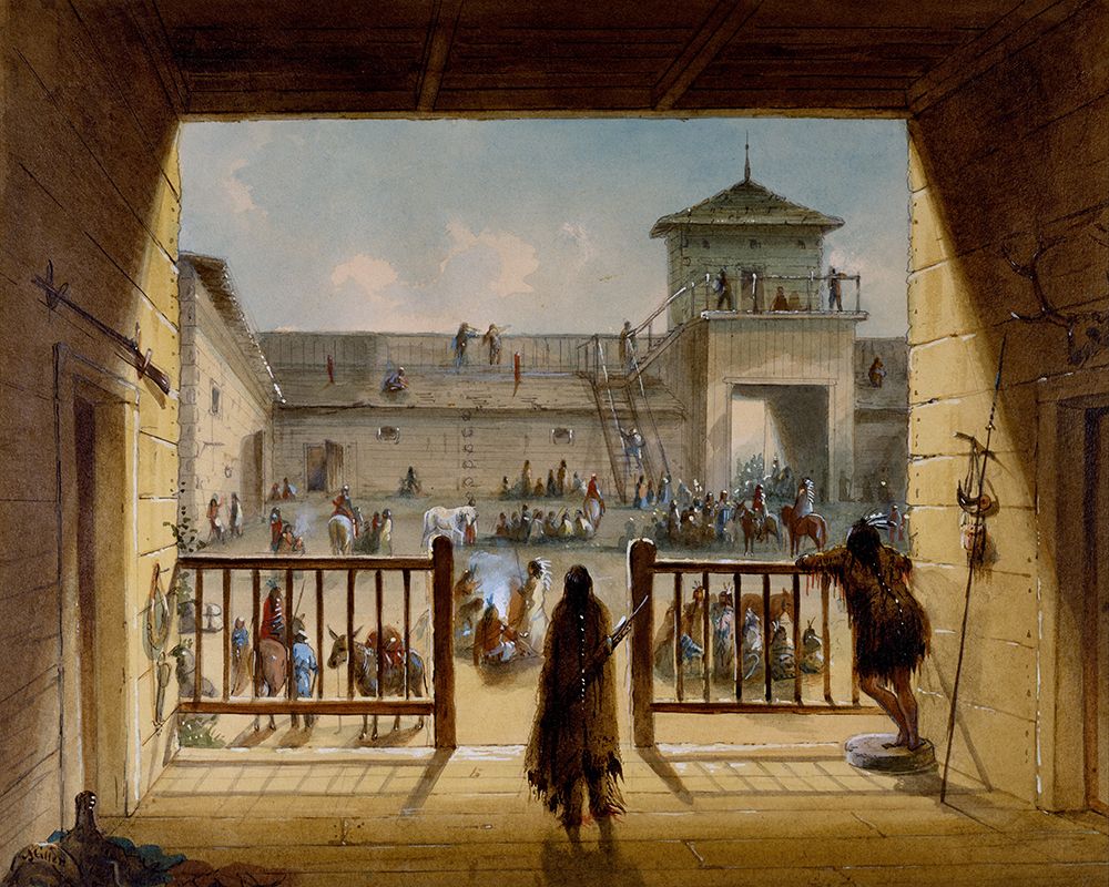 Interior of Fort Laramie art print by Alfred Jacob Miller for $57.95 CAD