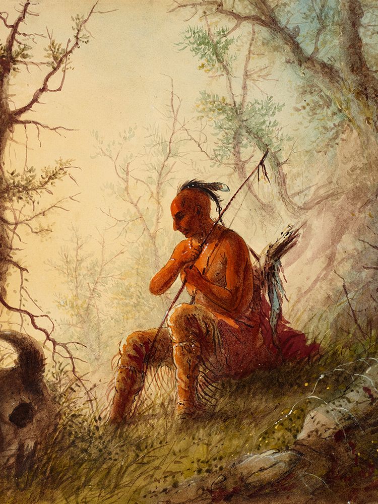 Sioux Indian at a Grave art print by Alfred Jacob Miller for $57.95 CAD