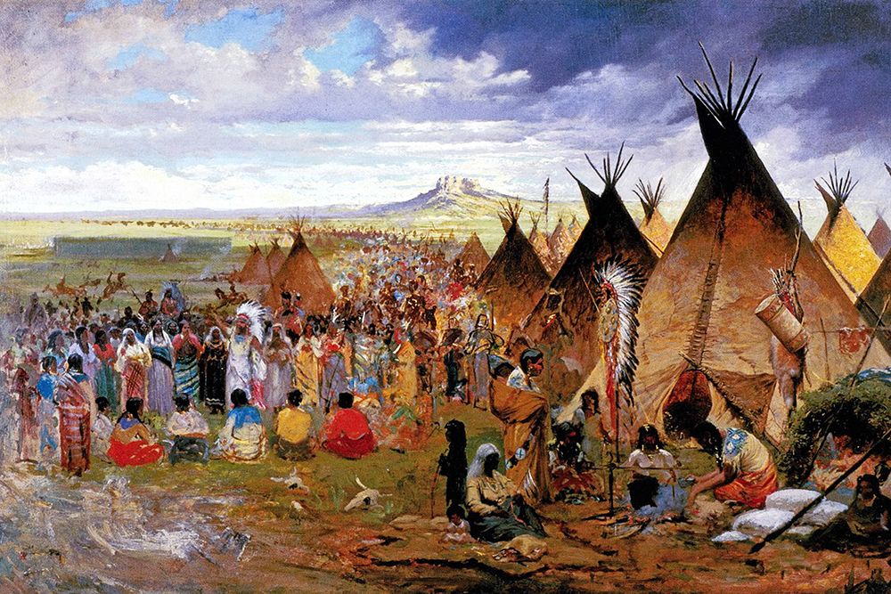 Sioux Encampment art print by Jules Tavernier for $57.95 CAD