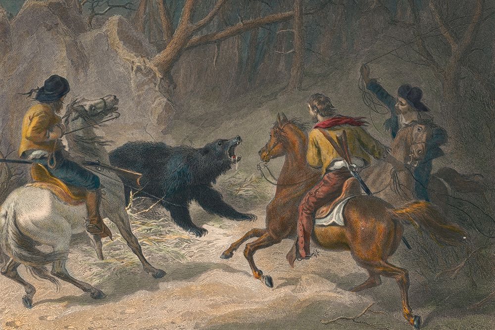 Native Californians Lassoing a Bear art print by F.O.C. Darley for $57.95 CAD