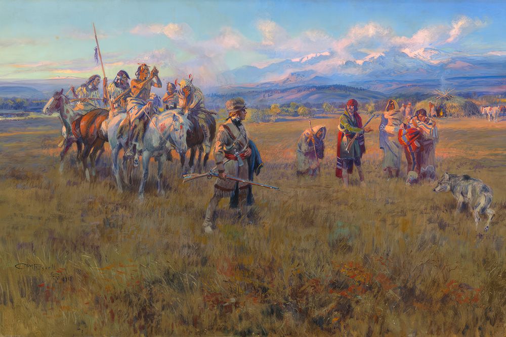 Lewis and Clark reach Shoshone Camp led by Sacajawea art print by Charles Marion Russell for $57.95 CAD