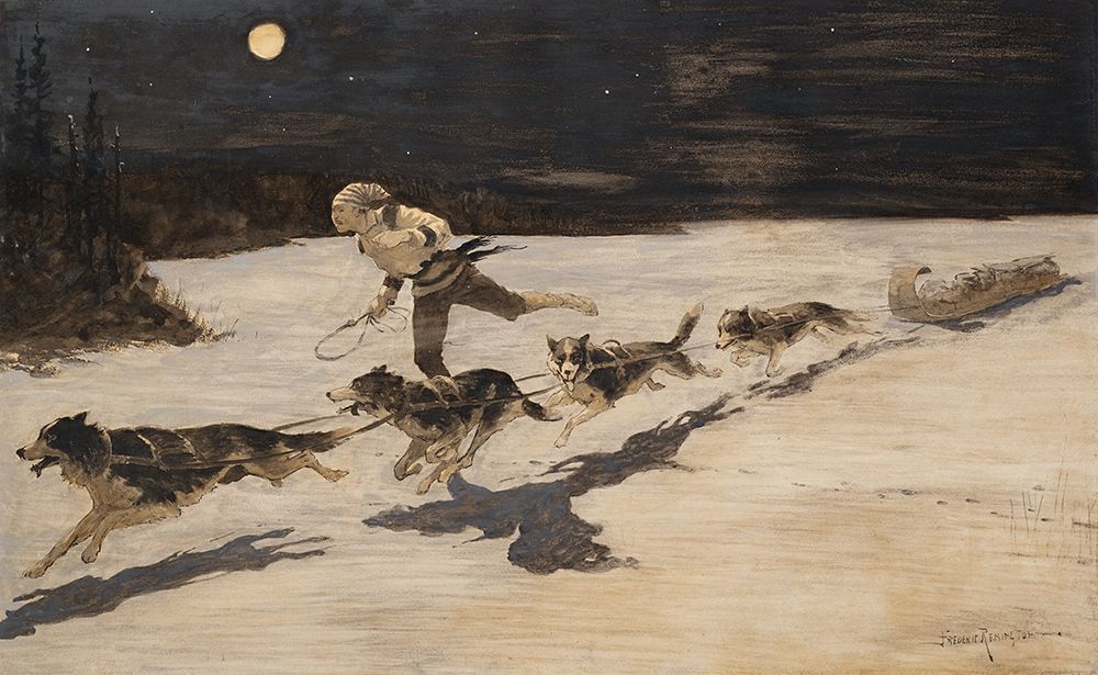 Huskie Dogs on the Frozen Highway art print by Frederic Remington for $57.95 CAD