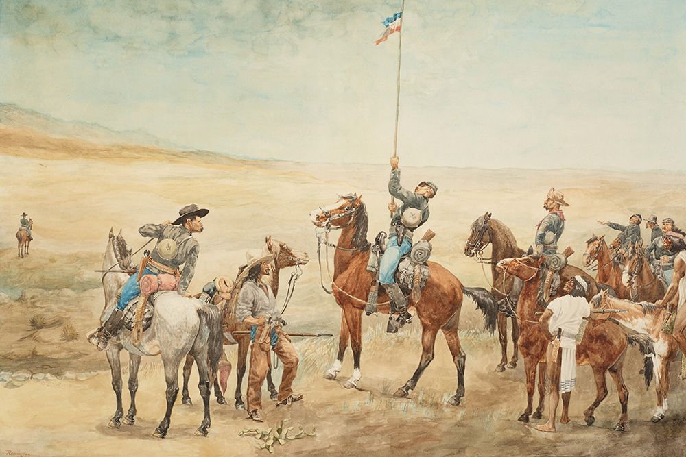 Signaling the Main Command art print by Frederic Remington for $57.95 CAD