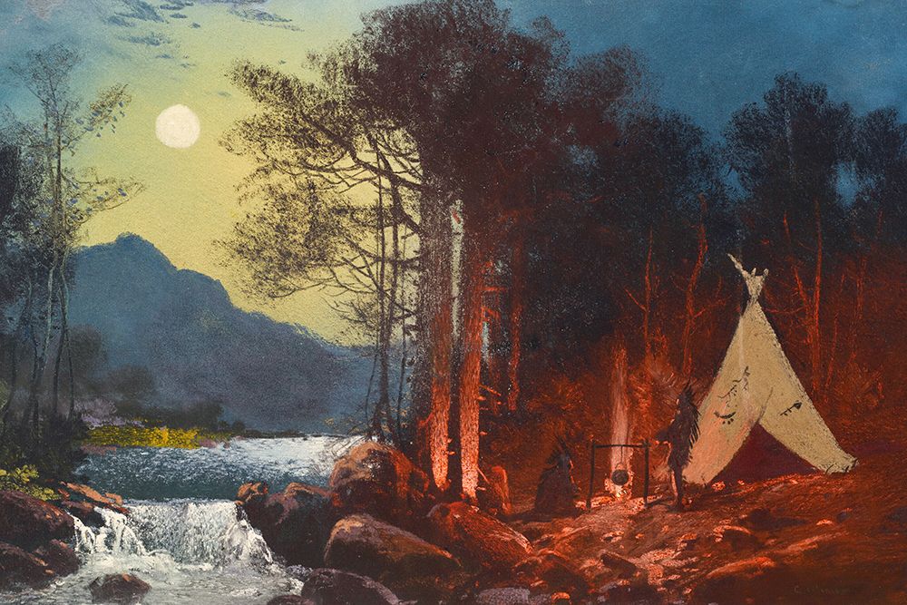 Moonlight Encampment art print by Karl Ferdinand Wimar for $57.95 CAD