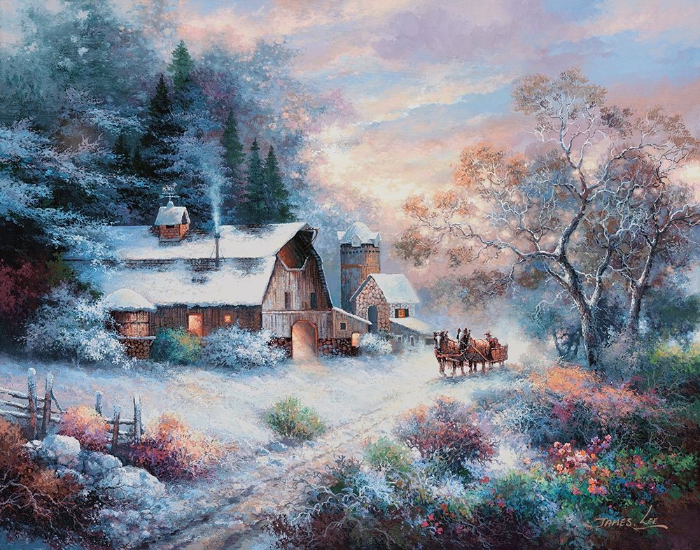 Snowy Evening Outing art print by James Lee for $57.95 CAD
