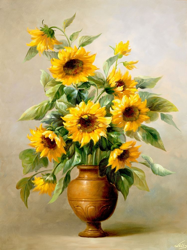 Sunflowers in Bronze I art print by Welby for $57.95 CAD
