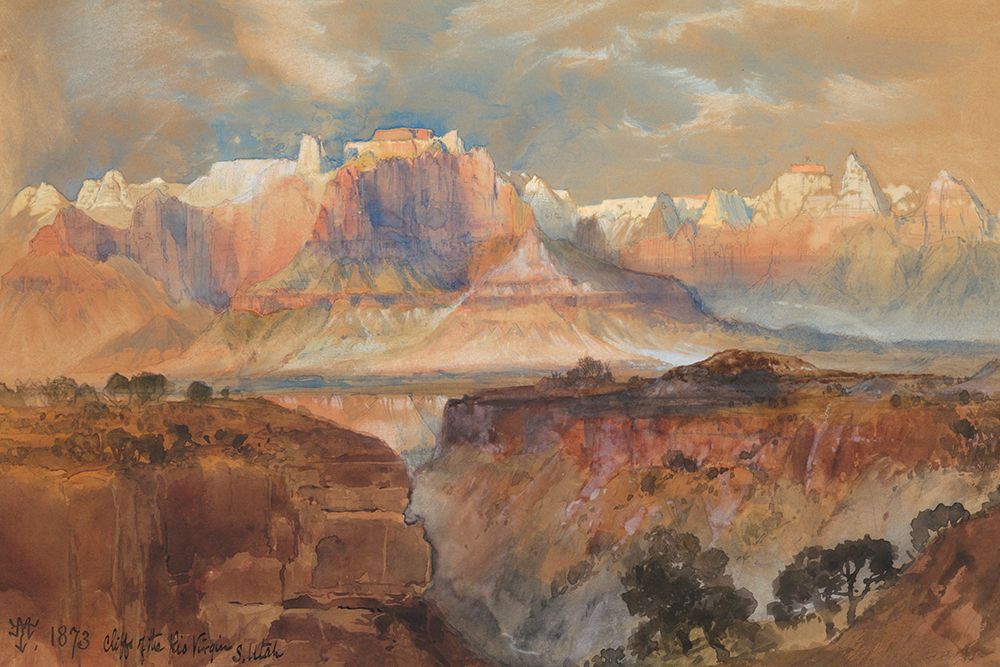 Cliffs of the Rio Virgin, South Utah art print by Thomas Moran for $57.95 CAD