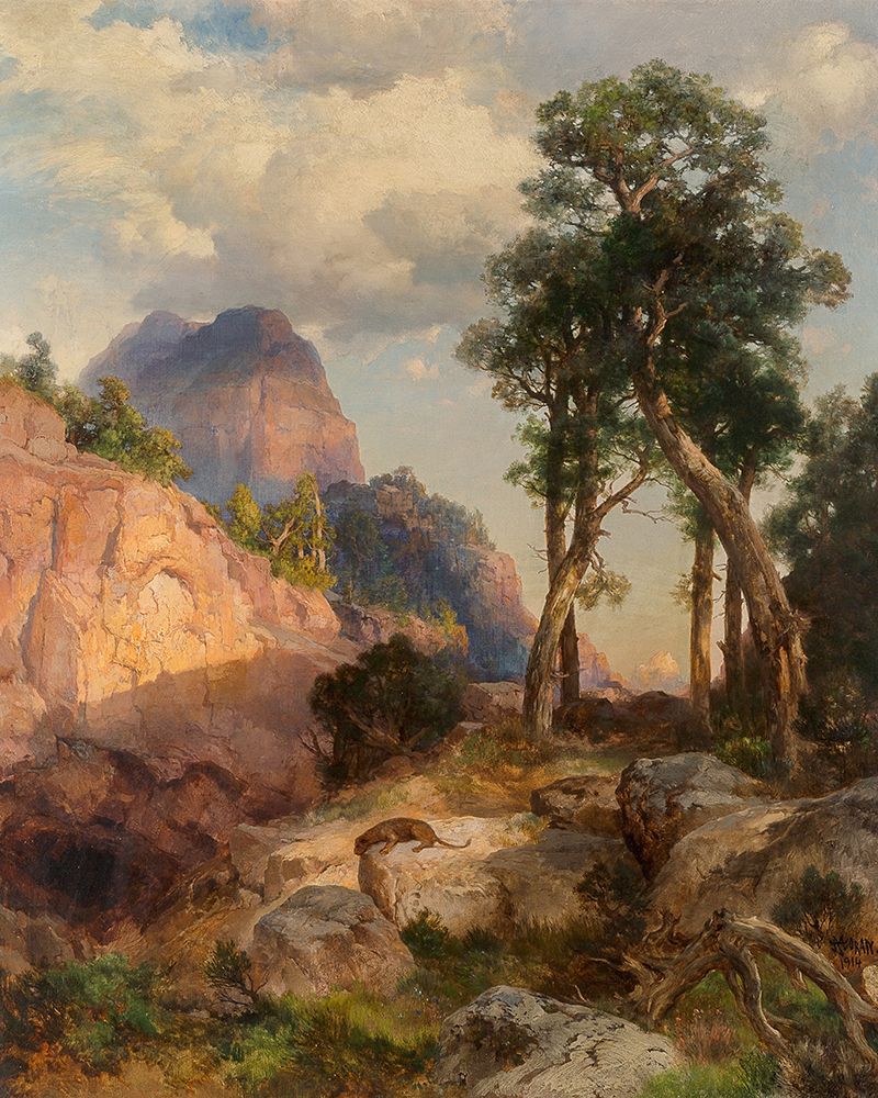 Mountain Lion in Grand Canyon art print by Thomas Moran for $57.95 CAD