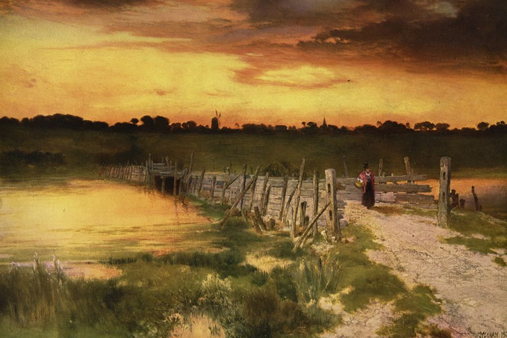 The Old Bridge Over Hook Pond, East Hampton, Long Island art print by Thomas Moran for $57.95 CAD