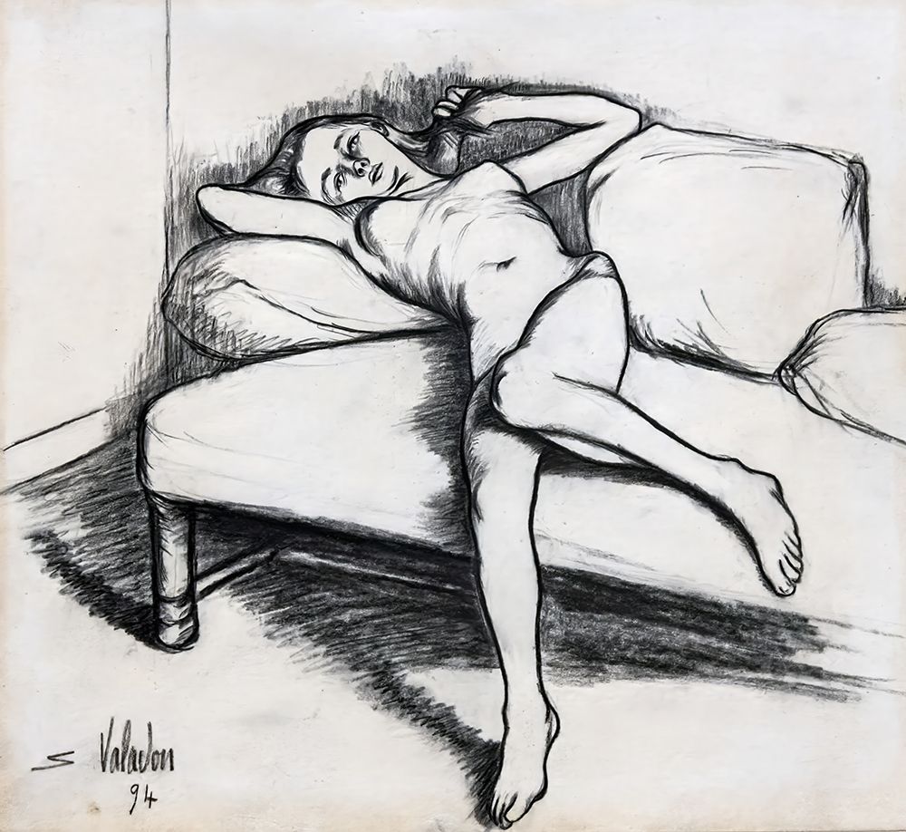 Louise Nude on the Couch 1895 art print by Suzanne Valadon for $57.95 CAD