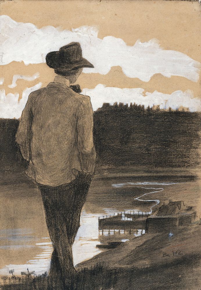 Young Man on a Riverbank 1902 art print by Umberto Boccioni for $57.95 CAD