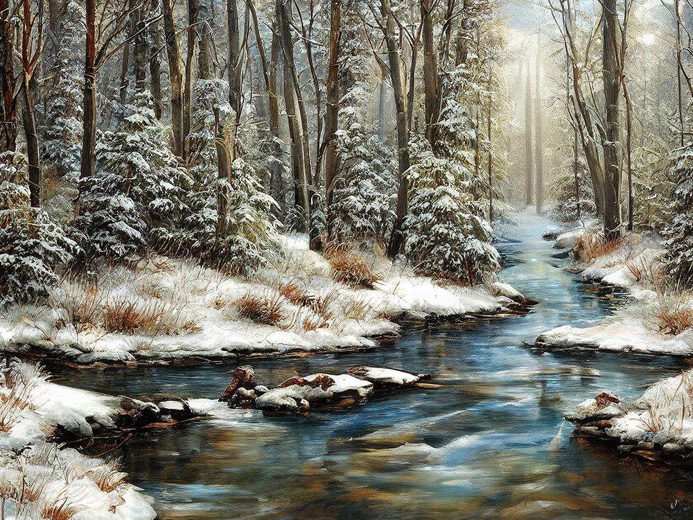 Creek in the Winter Woods art print by Alpenglow Workshop for $57.95 CAD