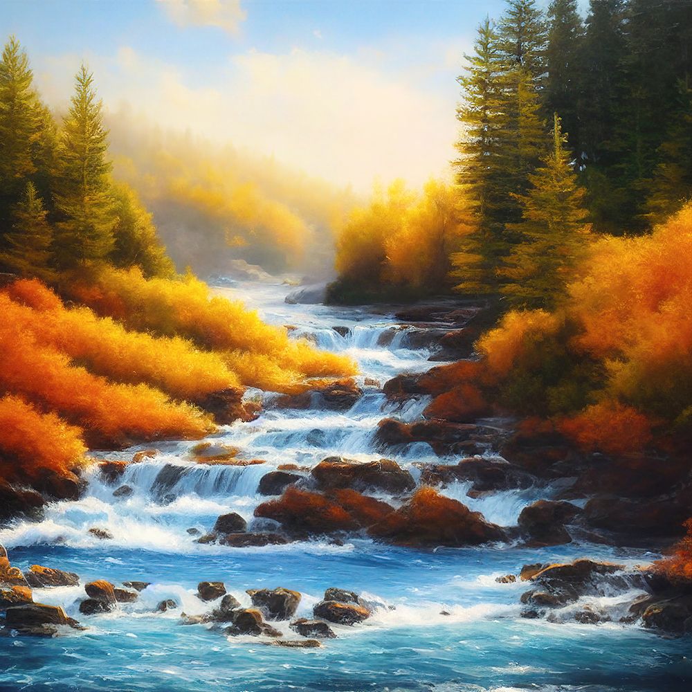 Riverside in Autumn art print by Alpenglow Workshop for $57.95 CAD