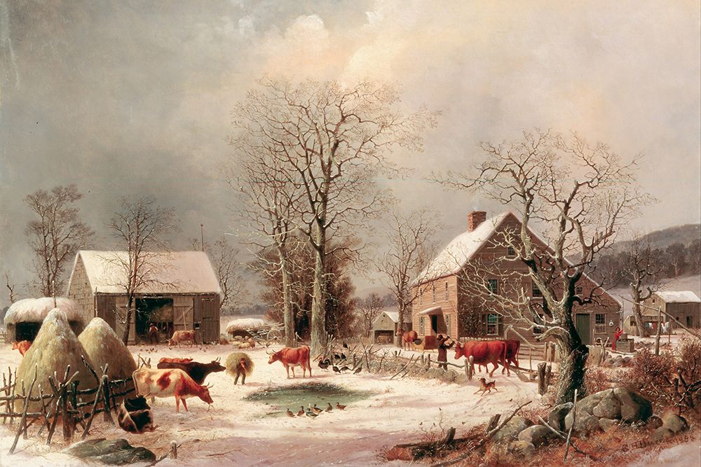Farmyard in Winter art print by George Henry Durrie for $57.95 CAD