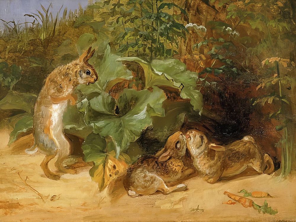 Kissing Bunnies art print by William Holbrook Beard for $57.95 CAD