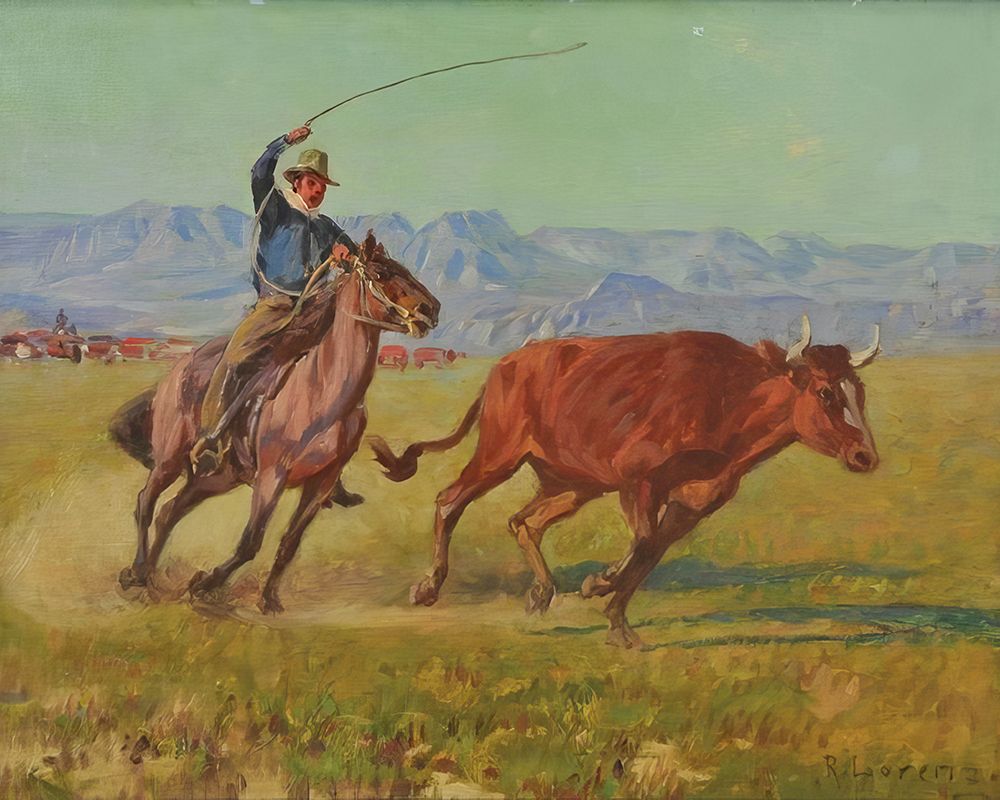 Roping the Bull art print by Richard Lorenz for $57.95 CAD