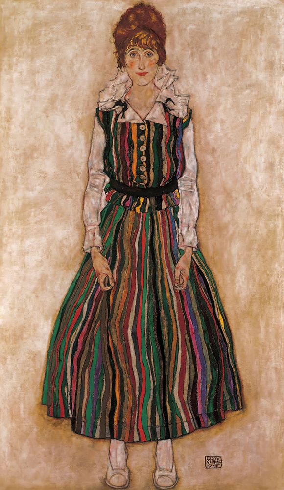 Edith Schieler in Striped Dress 1915 art print by Egon Schiele for $57.95 CAD