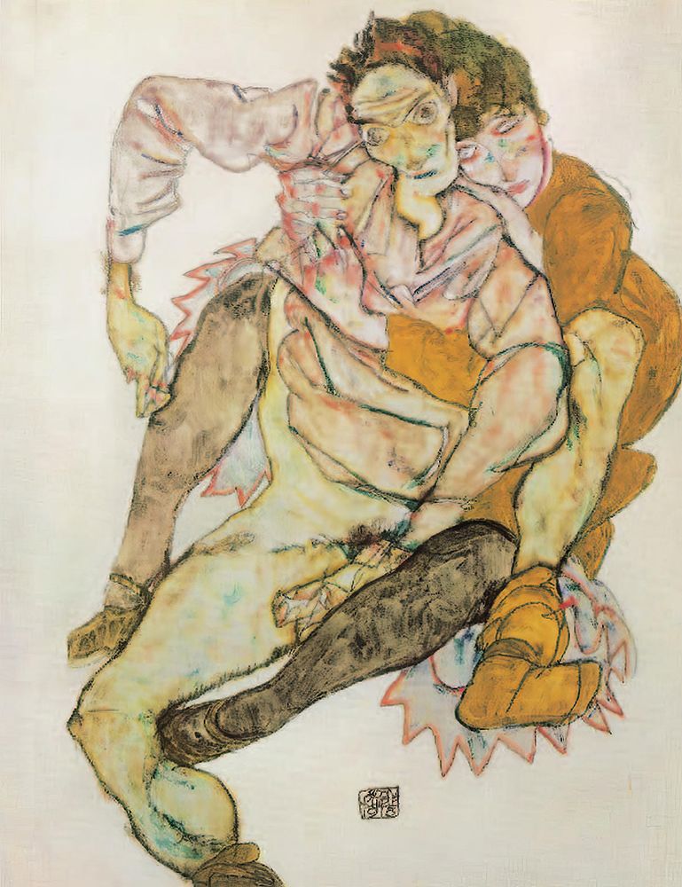 Egon and Edith Schiele, seated 1915 art print by Egon Schiele for $57.95 CAD