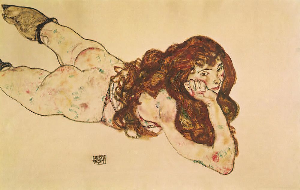 Nude on Her Stomach 1917 art print by Egon Schiele for $57.95 CAD