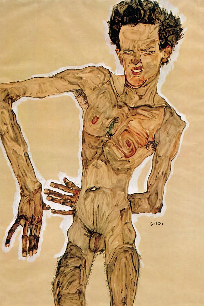 Nude Self-portrait Grimacing 1910 art print by Egon Schiele for $57.95 CAD