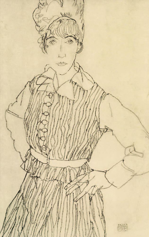 Portrait of Artists Wife with Hands on Hips 1915 art print by Egon Schiele for $57.95 CAD