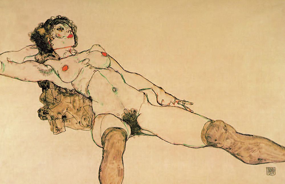 Reclining Nude with Legs Spread Apart 1914 art print by Egon Schiele for $57.95 CAD