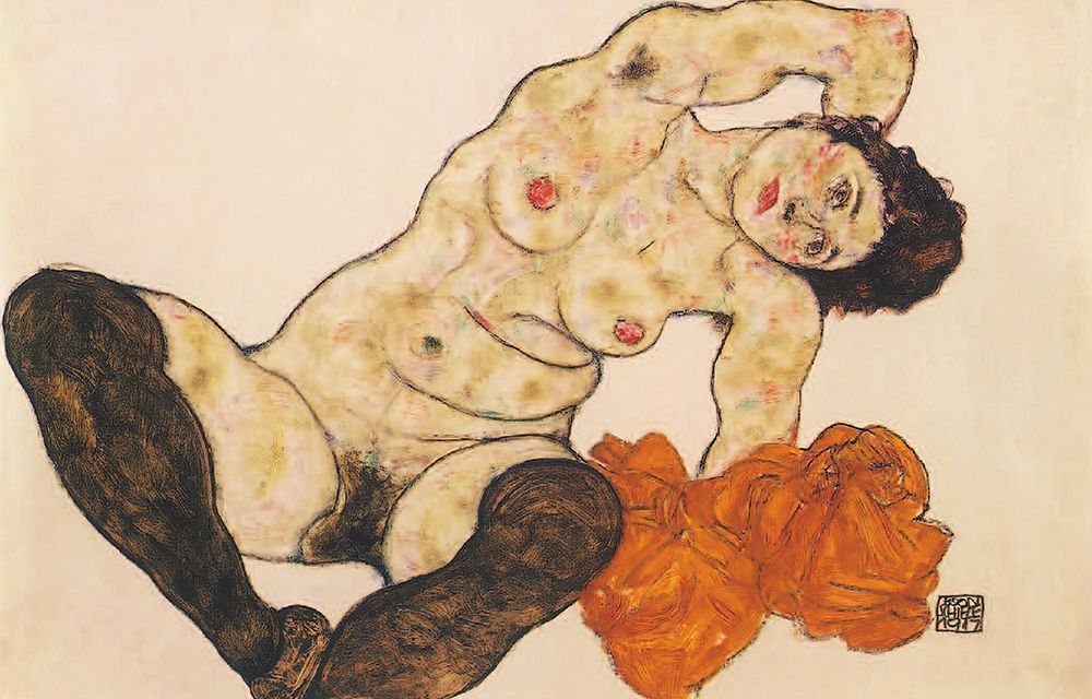 Reclining Nude with Yellow Towel 1917 art print by Egon Schiele for $57.95 CAD