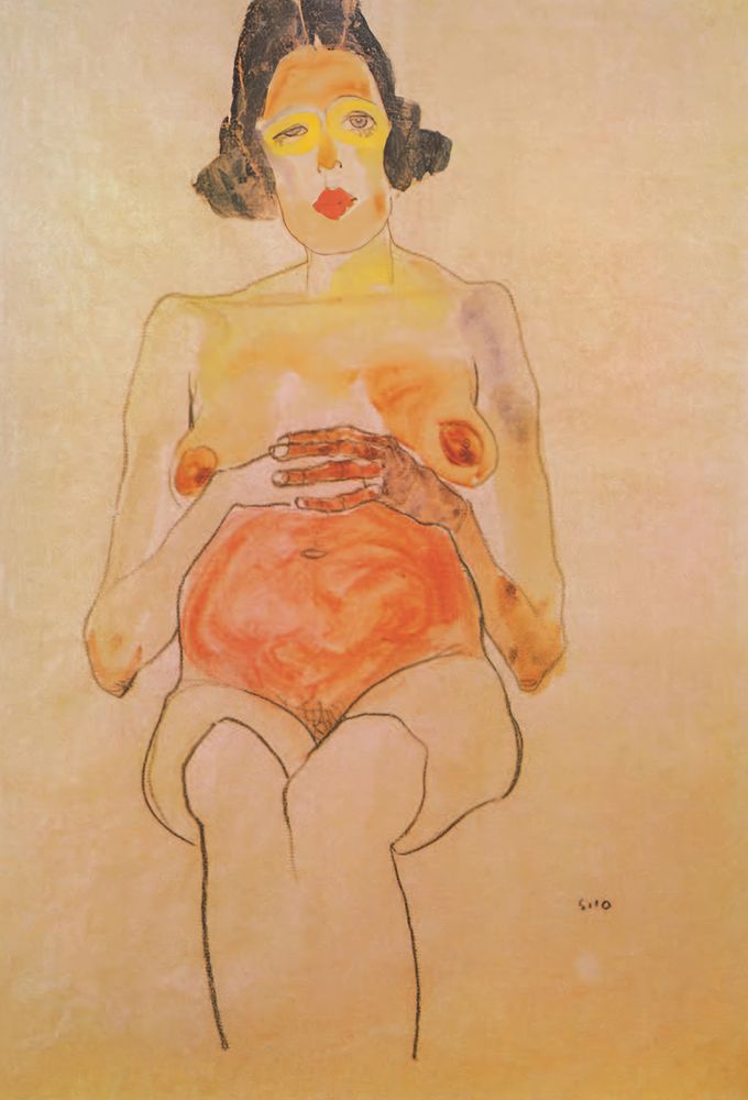 Red Nude, Pregnant 1910 art print by Egon Schiele for $57.95 CAD