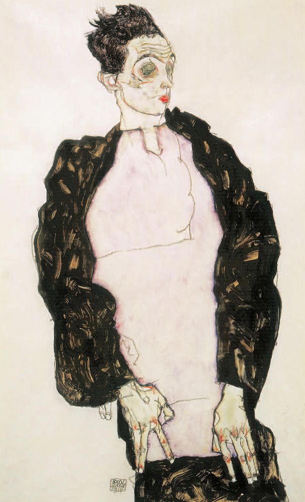 Self-Portrait with Lavender Shirt and Dark Suit 1914 art print by Egon Schiele for $57.95 CAD