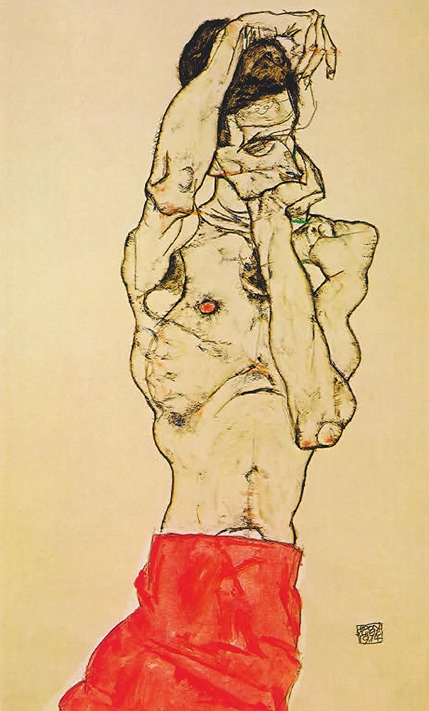 Standing Male Nude with Red Loincloth 1914 art print by Egon Schiele for $57.95 CAD