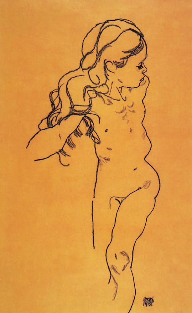 Standing Nude Girl 1918 art print by Egon Schiele for $57.95 CAD