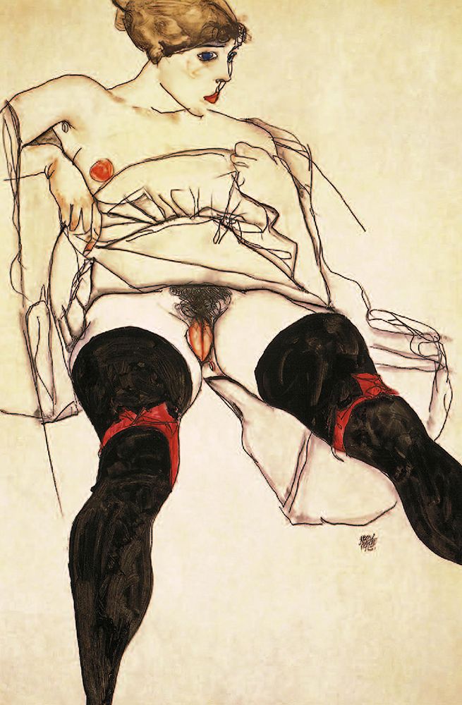 Woman with Black Stockings 1913 art print by Egon Schiele for $57.95 CAD