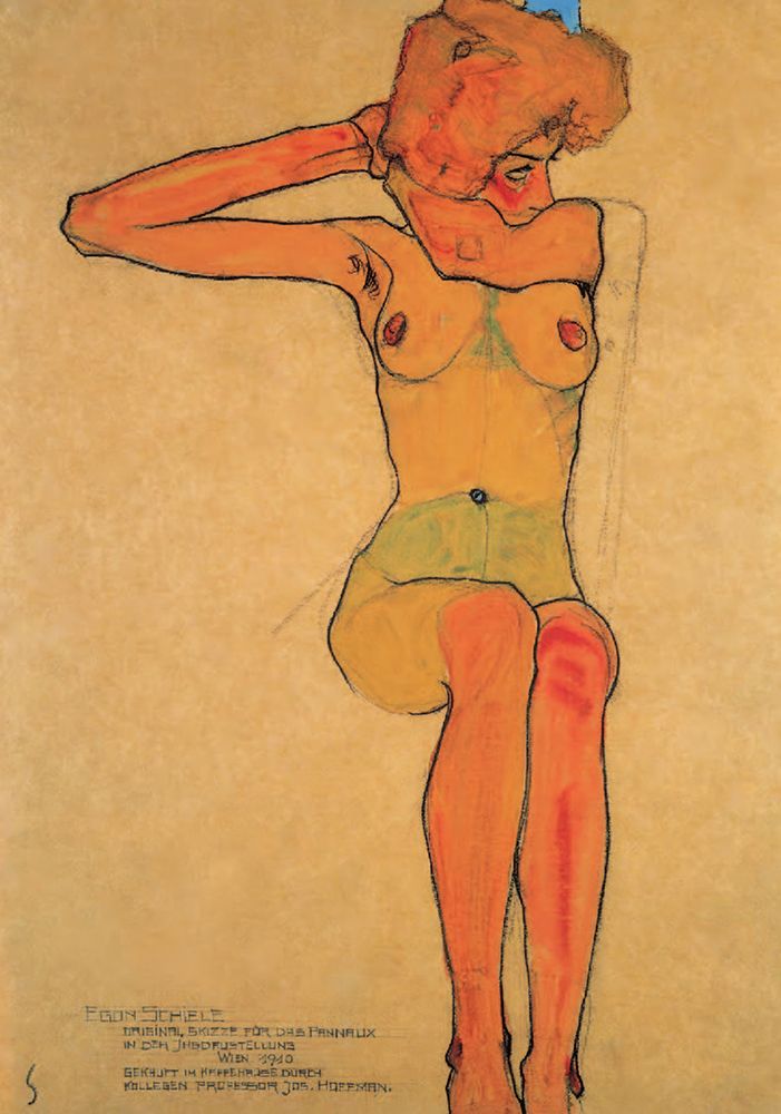 Gertrude Schiele with Raised Right Arm 1910 art print by Egon Schiele for $57.95 CAD