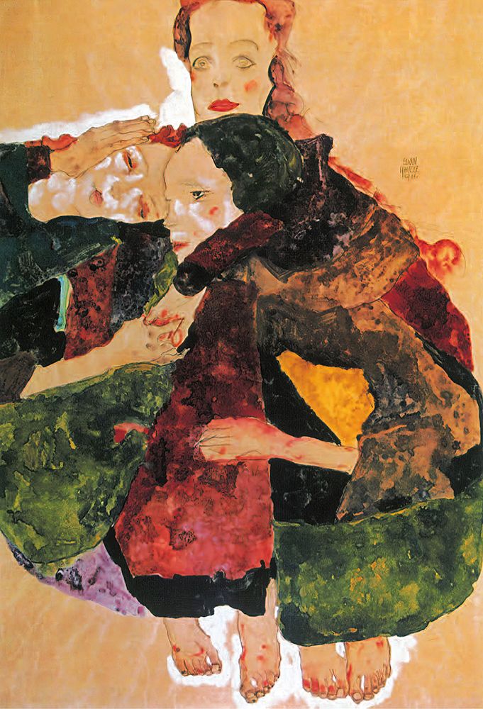 Group of Three Girls 1911 art print by Egon Schiele for $57.95 CAD