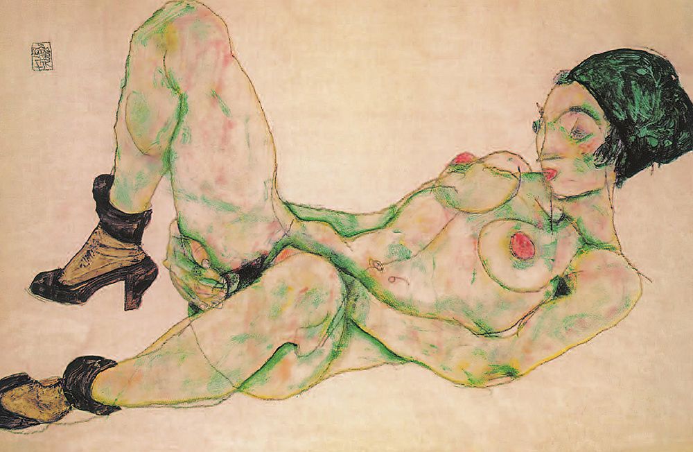 Nude with Green Turban 1914 art print by Egon Schiele for $57.95 CAD