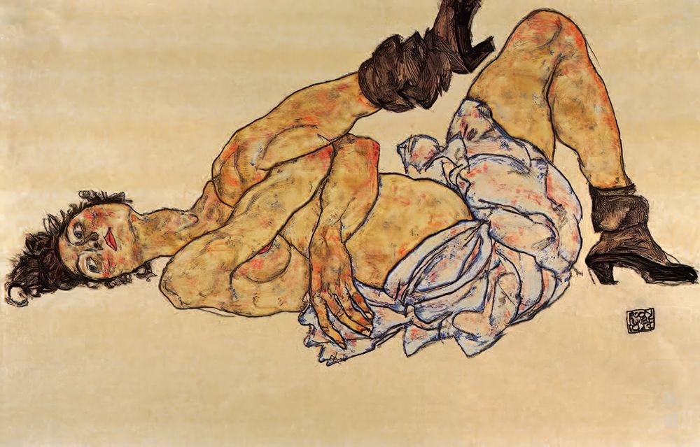 Reclining Female Nude 1917 art print by Egon Schiele for $57.95 CAD