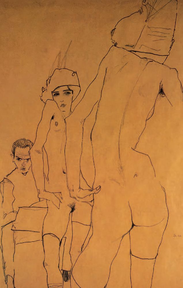 Schiele Drawing a Nude in Front of a Mirror 1910 art print by Egon Schiele for $57.95 CAD